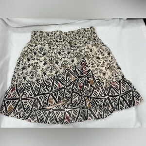 Free People Floral and Geometric Patterned Skirt - Black and Cream Size SP